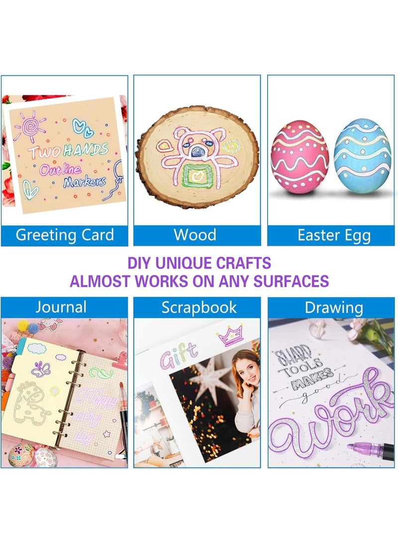 شمعات توهج ماركر مخطط خط مزدوج: مجموعة أقلام معدنية متألقة 12 لونًا هدايا فنية لرسم الرسومات للأطفال من 4 إلى 14 عامًا، ملصقات فنية، هدايا عيد الميلاد للبنات المراهقات - Image 4